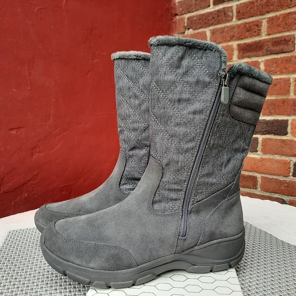 Lands End Quilted Boots Insulated Warm Mid Calf Snow Winter Boot Gray 9 - Picture 1 of 14